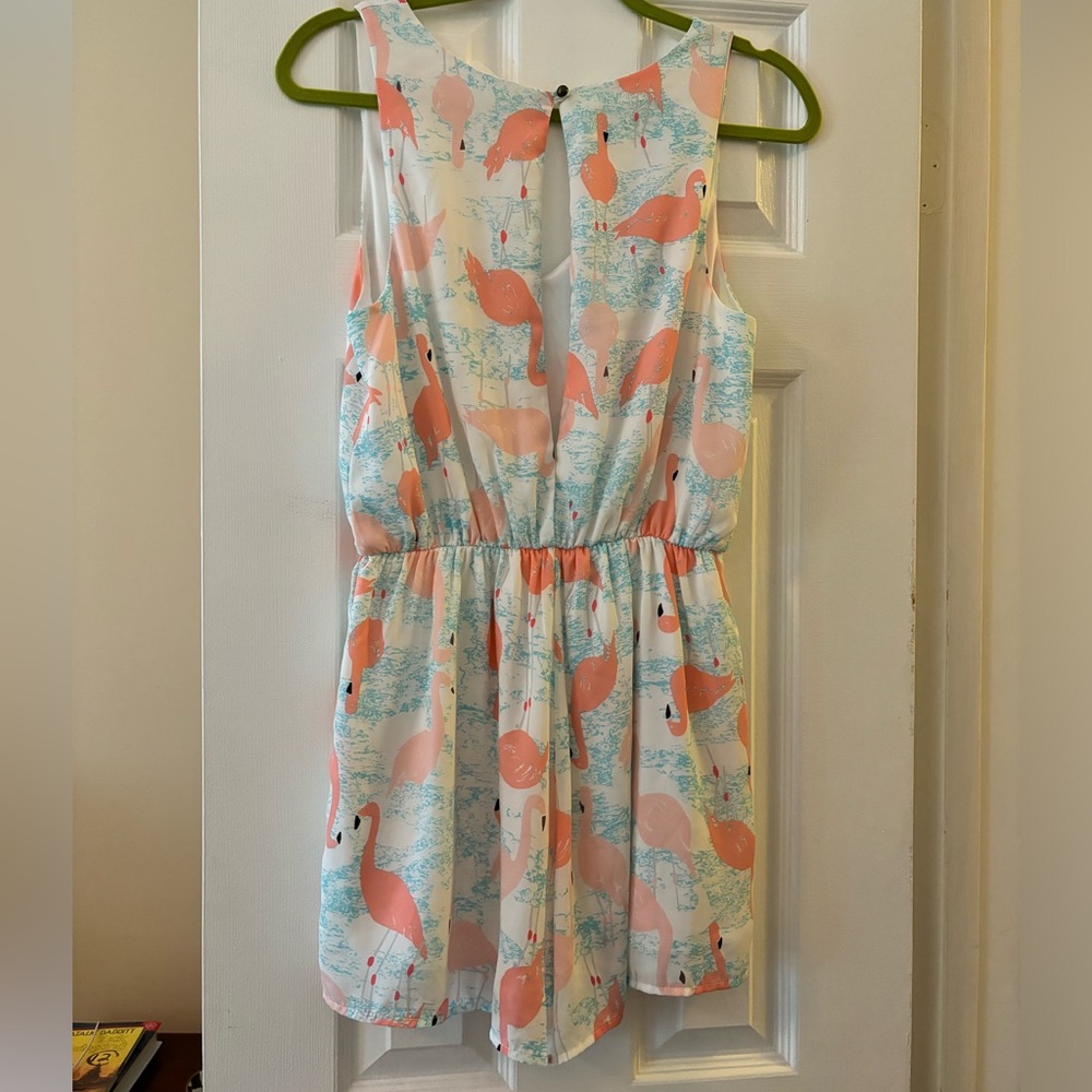 boutique brand romper with flamingo print - le Kate size M - Picture 3 of 5
